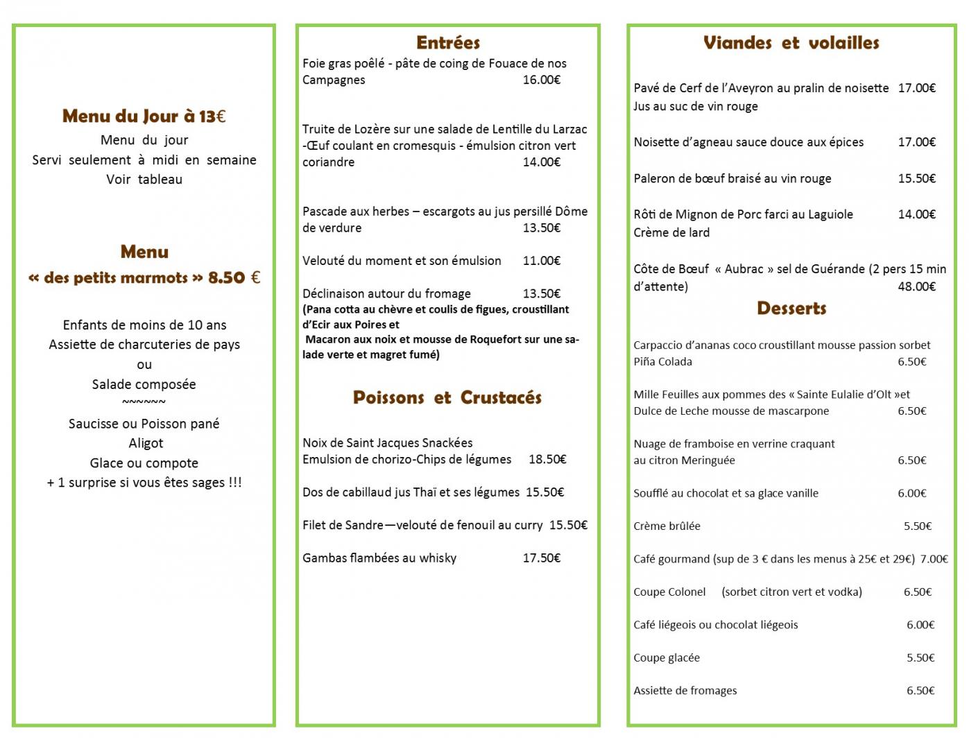 Restaurant en terrasse Saint-Geniez-d'Olt